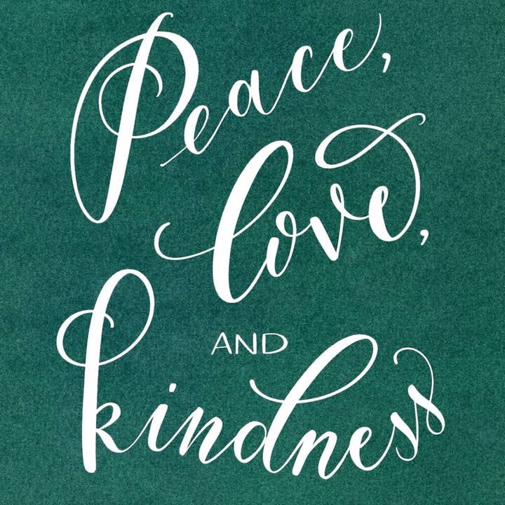 Molly Chidsey Illustration & Design - Wholesale Season's Greetings Card - Peace, Love, and Kindness hand-lettered holiday card1