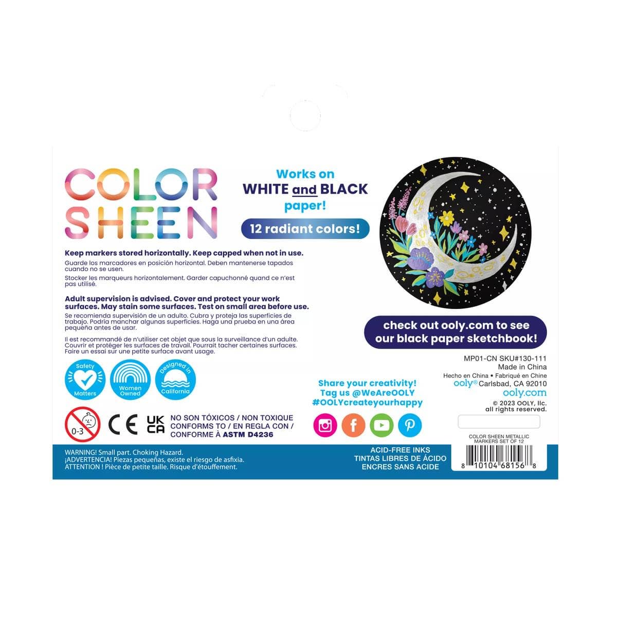 OOLY - Wholesale Marker - Color Sheen: Metallic Colored Felt Tip Markers (Set of 12)3