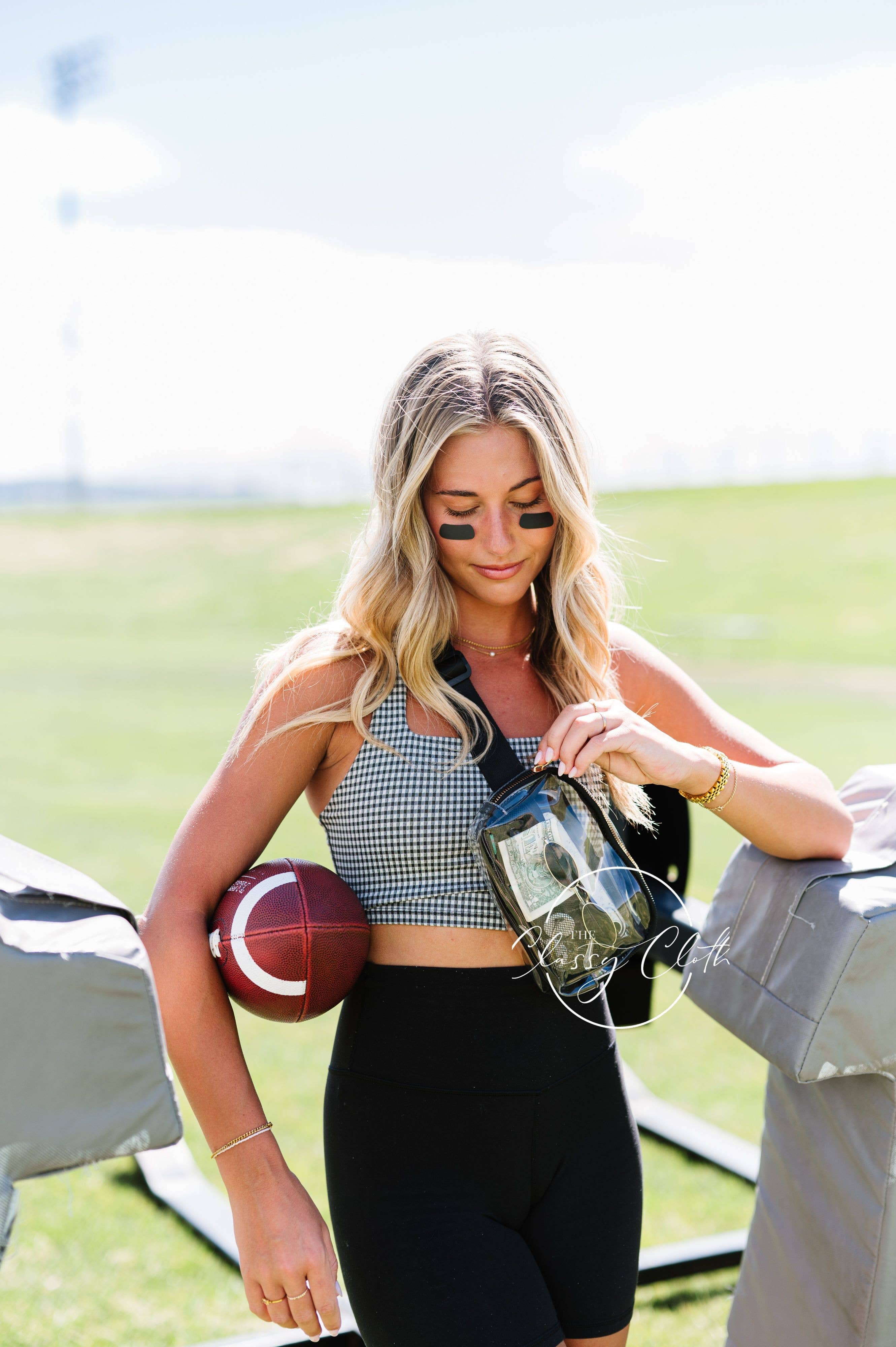 The Classy Cloth WS - Wholesale Belt Bag - Women's - Stadium Clear Belt Bag - Black RTS4