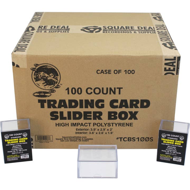 Square Deal Recordings & Supplies - Wholesale Card game - Trading Card Slider Box - 100 Card - High Impact Polystyrene6
