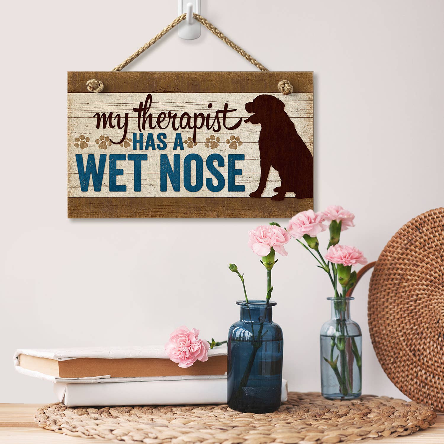 CounterArt/Highland Home/Thirstystone - Wholesale Sign - Therapist Has A Wet Nose Hanging Wood Sign 9.5" x 5.75"4