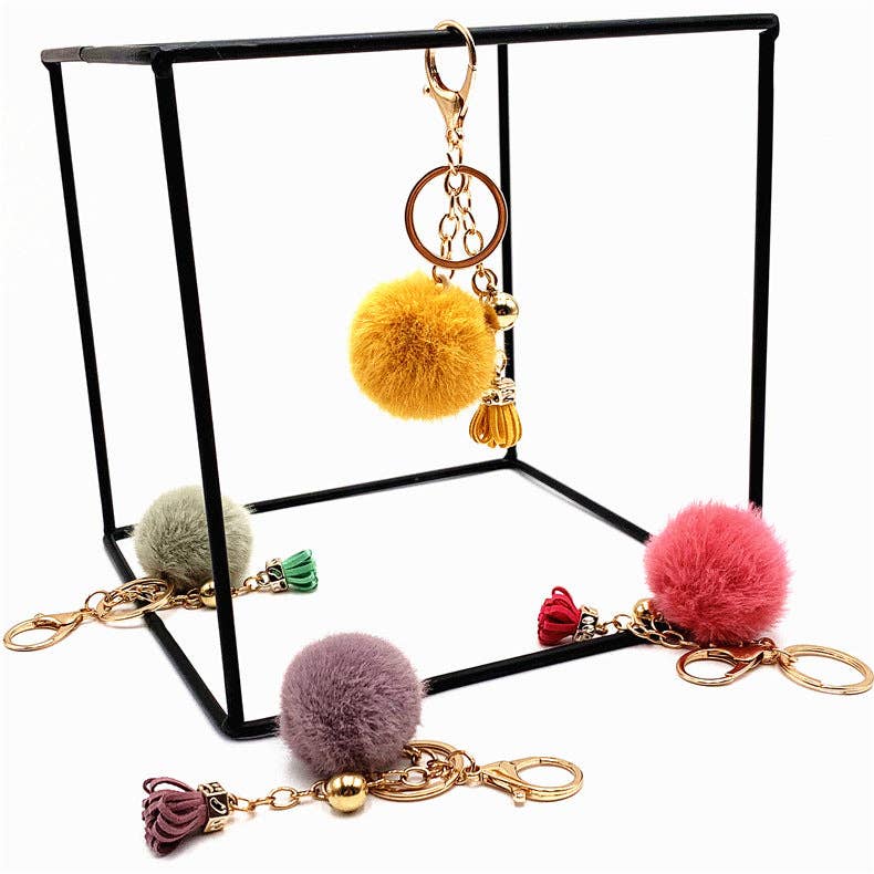 VividLux - Wholesale Keychain – Women's - Cute Fluffy Pom Pom Keychain Plush Bag Charm Bag Charm2
