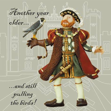 Still Pulling the Birds historical birthday card for wholesale by Inky Blue Ltd t/a Holy Mackerel