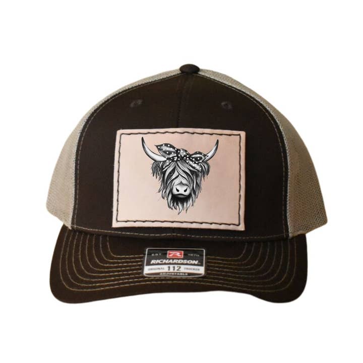 Prairie Buffalo - Wholesale Patch - Leather Hat Patches - Highland Cow with Bow9