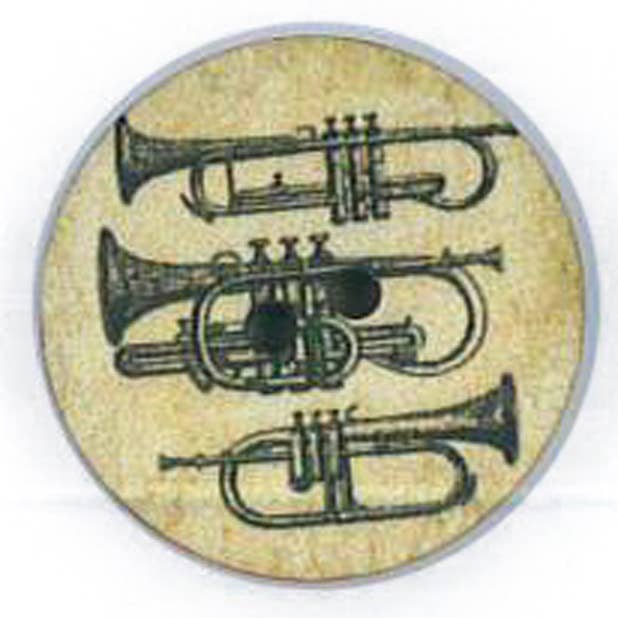 VINTAGE WIND INSTRUMENTS PRINTED BUTTON for wholesale by NEMARK