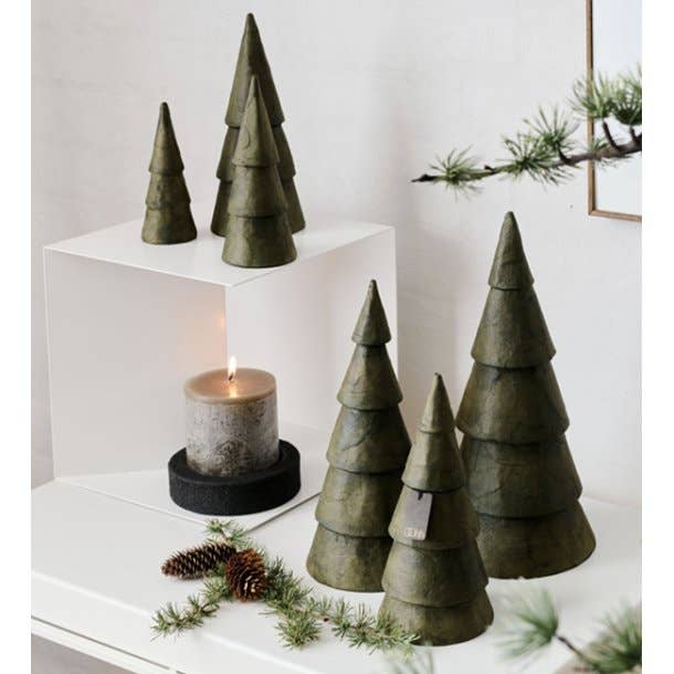 Lübech Living - Wholesale Christmas Decoration - S/3 store pulp juletræer, Burnt olive1