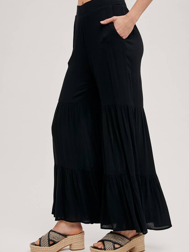 Bluivy - Vente Pantalon – femme - Pantalon ample à volants sans doublure3