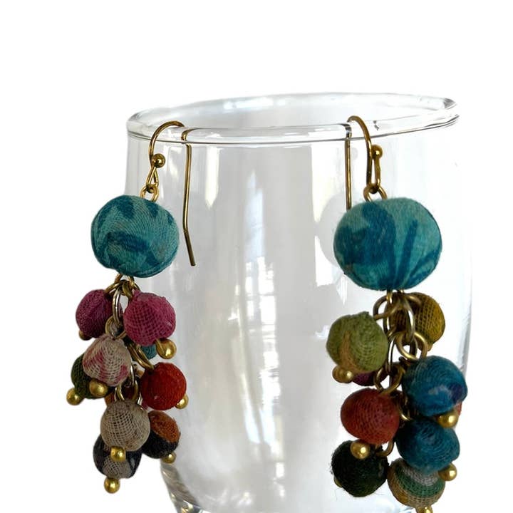 Color Splash Sari Beads Earrings for wholesale by Hopes Unlimited