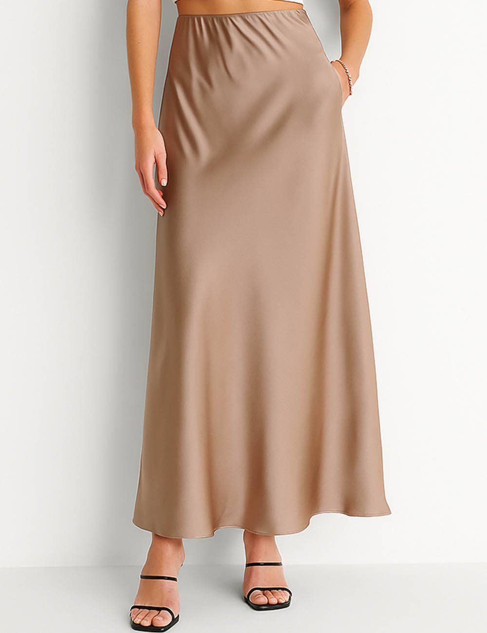 Sweetkama – wholesale Skirt – Women’s – Ladies Solid Color Satin Midi Skirt 551520