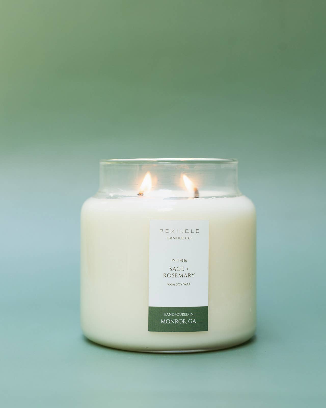 Rekindle Candle Co - Wholesale Jar/Filled Candle - Sage + Rosemary Cotton Wick Soy Candle2