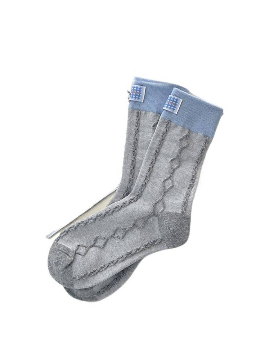 Funkyrel® Atzbranding Limited - Vente Chaussettes – femme - Rufia - Chaussettes mi-mollet à motif patchwork argyle rétro simple2