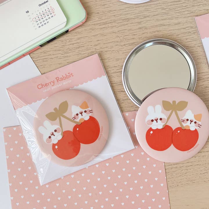 Pocket Mirror - Cherry Friends for wholesale by Cherry Rabbit