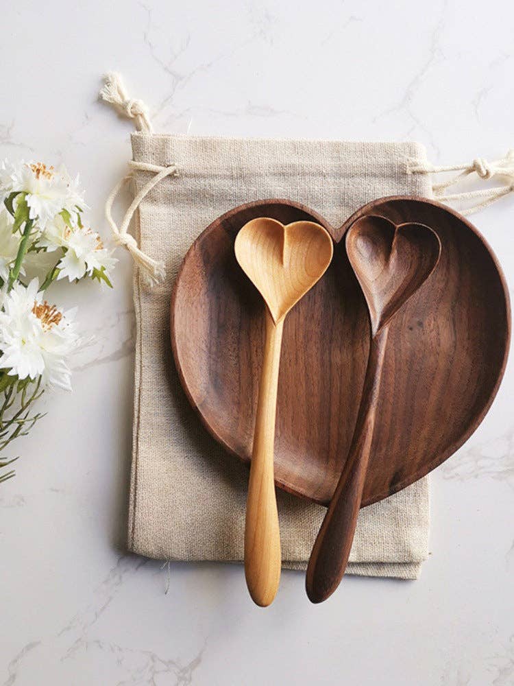 Gohobi （We cover U.S. import duties） - Wholesale Kitchen Spoon - Gohobi Handmade Wooden Heart Shape Spoon 0105