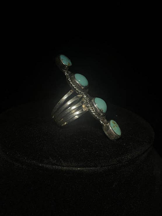 Regul Silver – Engroshandel Statementring – Fire sten sterlingsølvring | Ægte turkis2