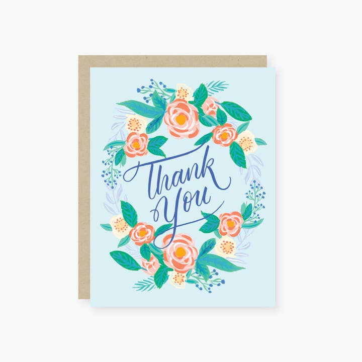 blue florals thank you card for wholesale by 2021 Co.