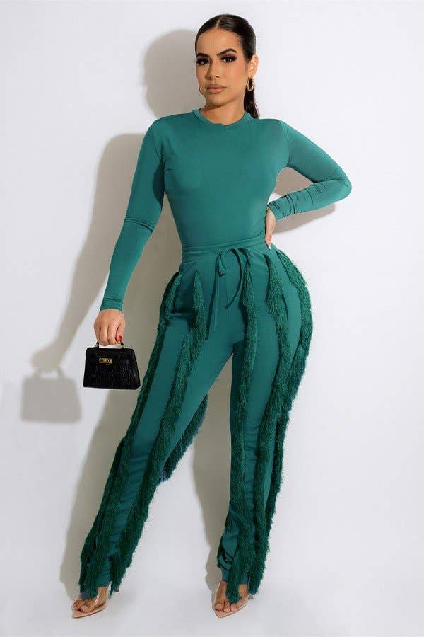 Aria Romance - Wholesale Top & Pant Set (NOT Loungewear) - Women's - Fringe Lace Two-Piece Romper4