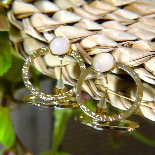 TOURMALYN - Venta al por mayor Pendientes de aro - Pendientes de cuarzo rosa de acero inoxidable «BRIGITTE»8