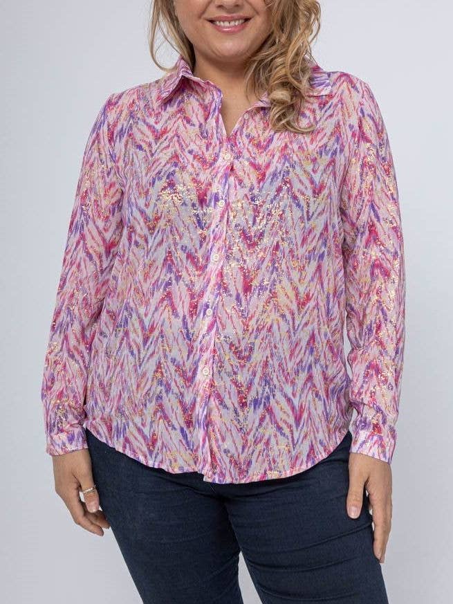 lp15223-rosa Bedrucktes Hemd in Übergröße für den Großhandel von Lilie Rose