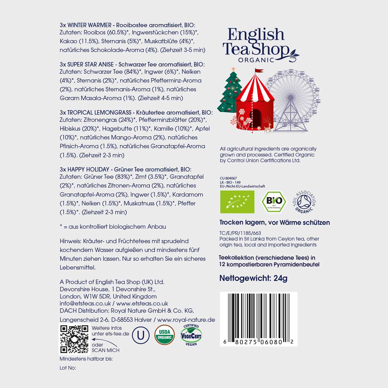 Royal Nature GmbH & Co. KG - Venta al por mayor Bolsitas de té - ETS - Regalo de té con lazo "Colección de invierno, blanco", BIO, 12 bolsitas piramidales4