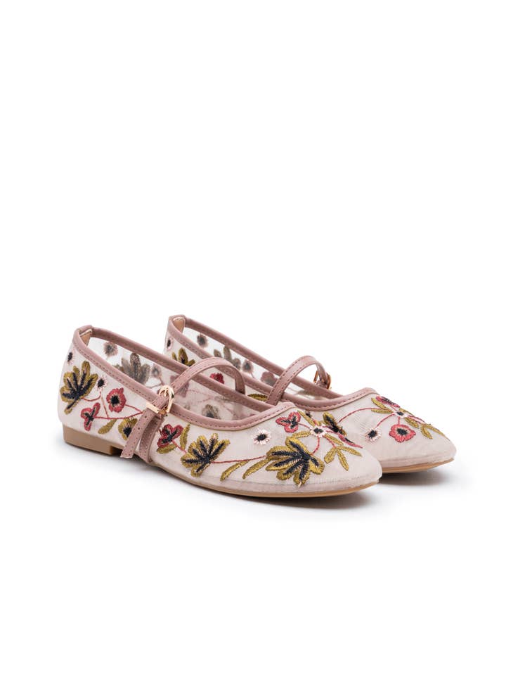 CEREZA - Wholesale Flats - Women's - Flower Embroidery Pattern Mary Janes ballet flats9