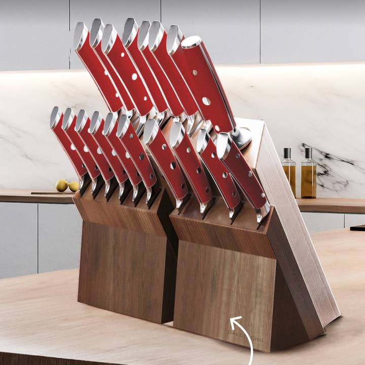Dalstrong - Wholesale Knife Set - 18-piece Colossal Knife Set with Block | Red Handles | Gladiator Series | Knives NSF Certified | Dalstrong ©4