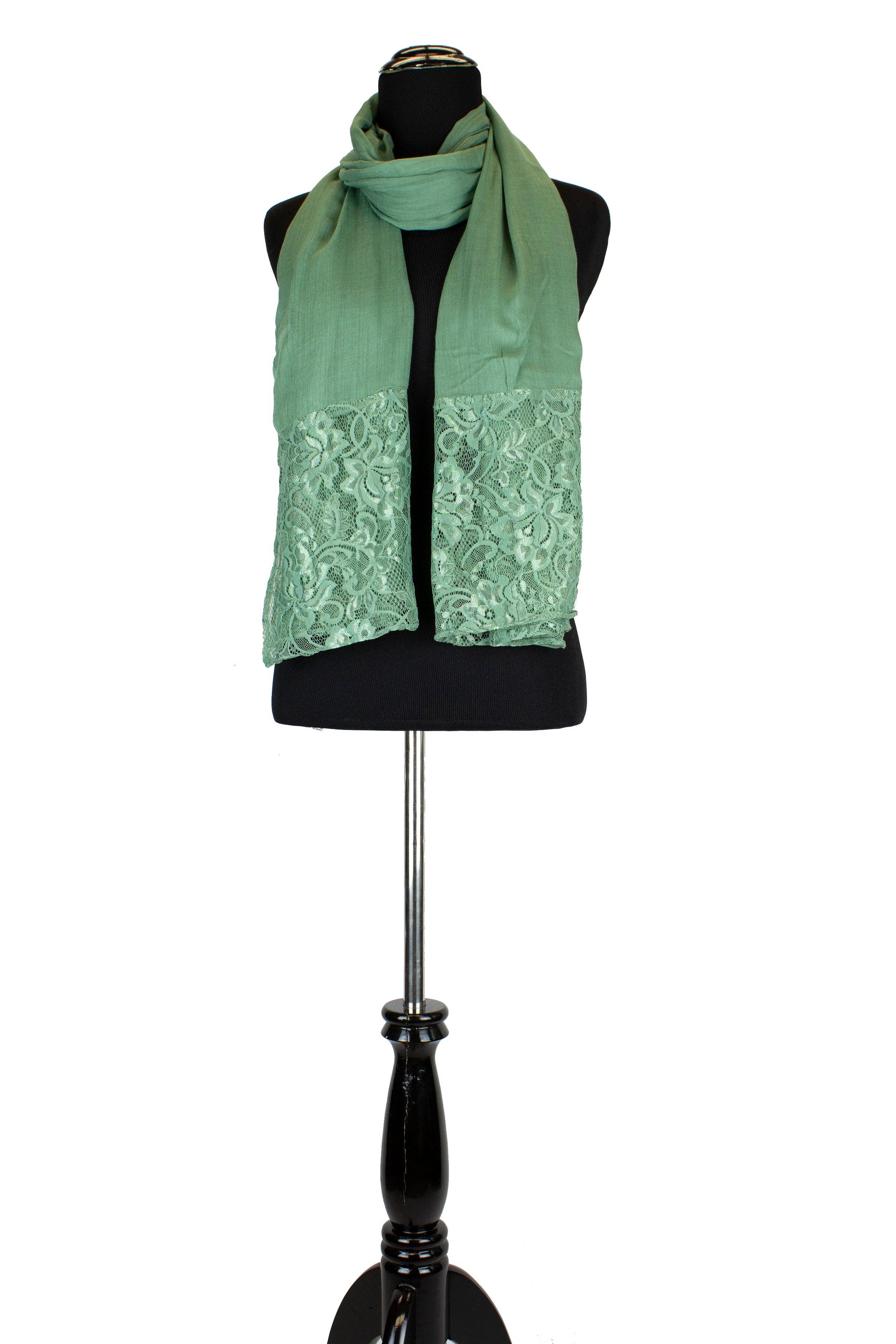 Bella Hijabs - Wholesale Hijab - Women's - Modal Lace Hijab - Seafoam Green3