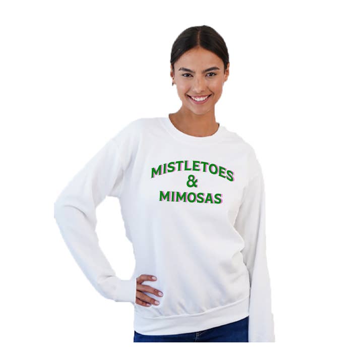 Crewneck Sweatshirt - Mistletoes & Mimosas for wholesale by Toss Designs
