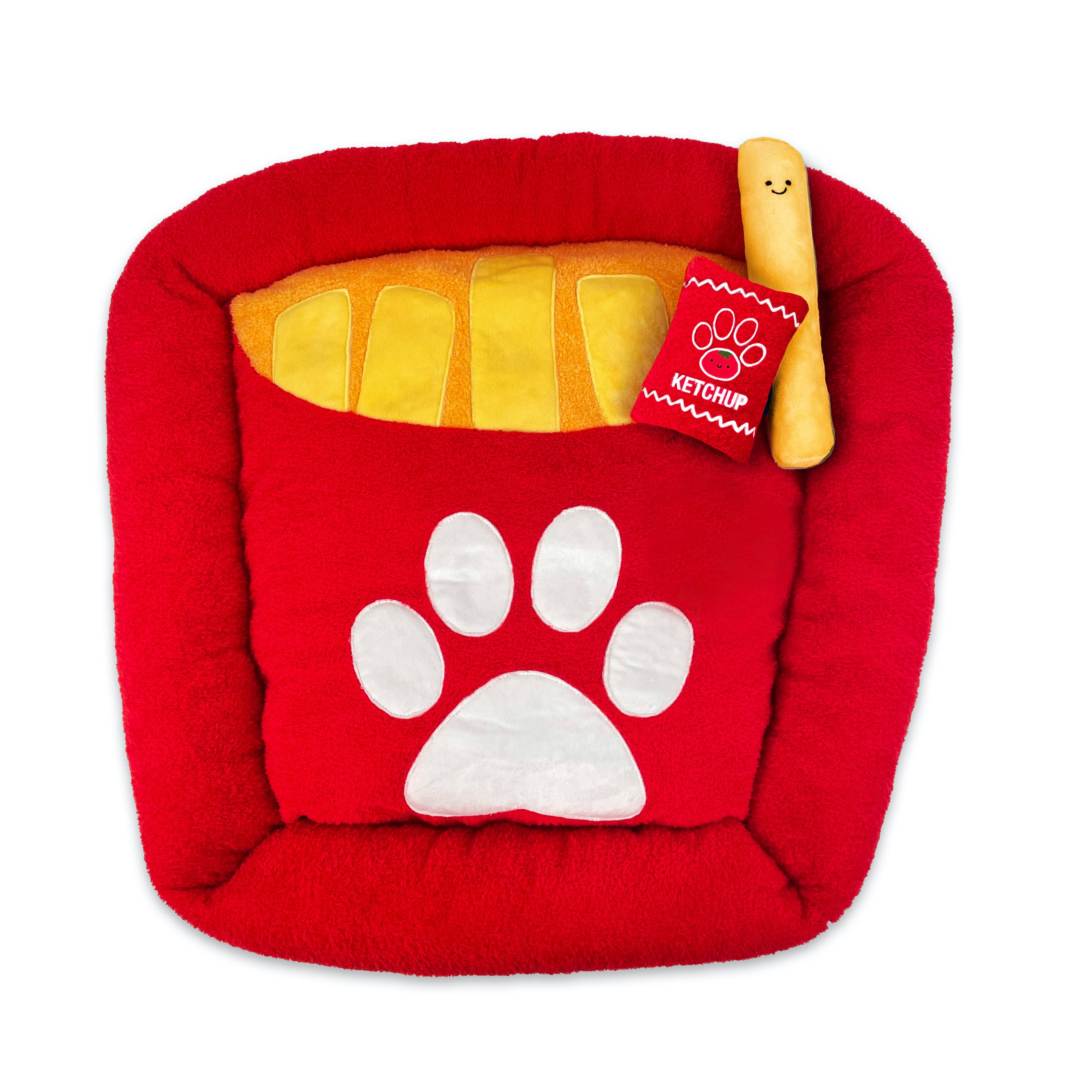 TONBO – wholesale Husdjursbädd – Katt och hund – TONBO hundbädd med fries och ketchup-leksaker0