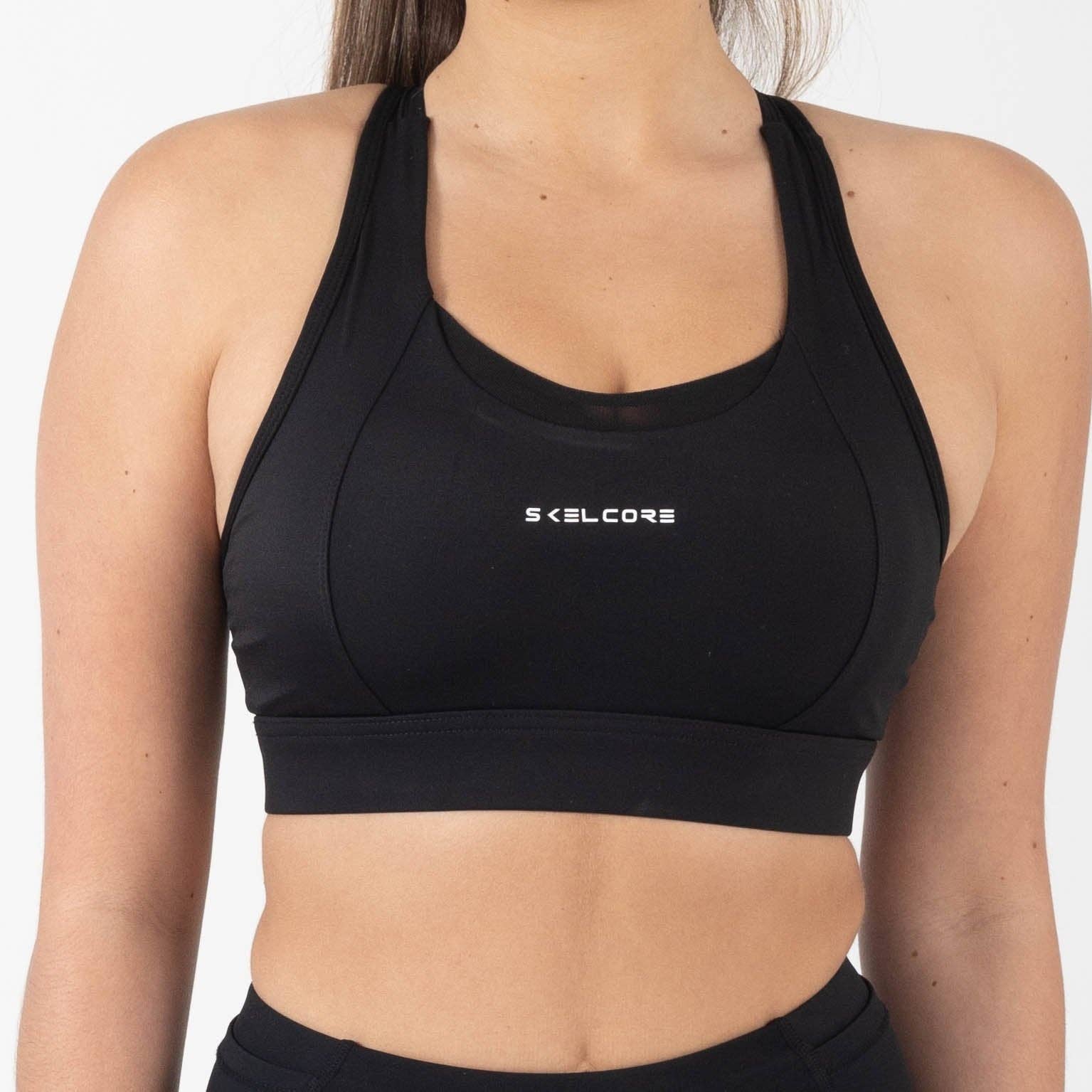Skelcore - Vente Brassière de sport – femme - Soutien-gorge noir Skelcore Performance avec détails en maille pour femmes2