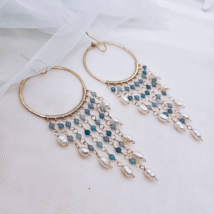 Handmade jewelry 14k Gold Filled Earrings With Amazonite for wholesale by Sunny Bay Handmade Jewelry