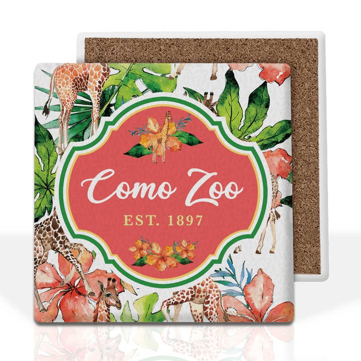 Matrix - Wholesale Coasters - Customizable Absorbent Stone Coaster: Floral Giraffe Patter0