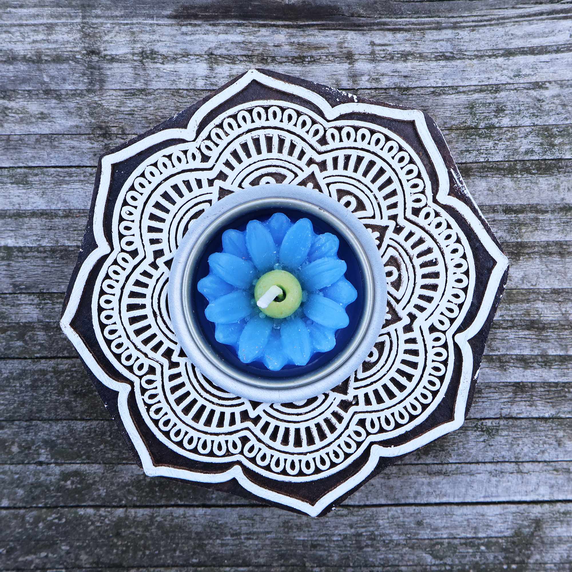 Tribal Trade GmbH - Wholesale Candle Holder - Tealight holder wood rosette large flower candle holder6