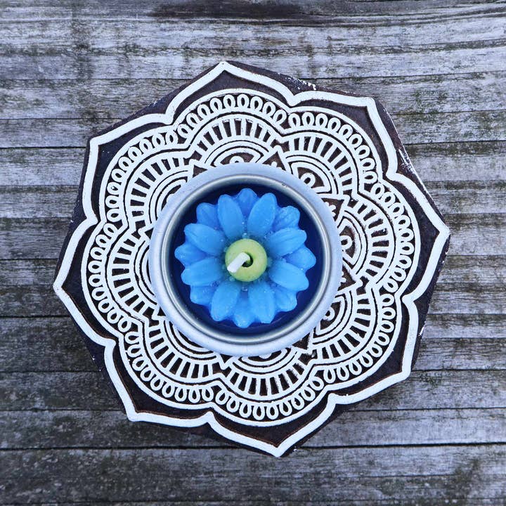 Tribal Trade GmbH - Wholesale Candle Holder - Tealight holder wood rosette large flower candle holder6