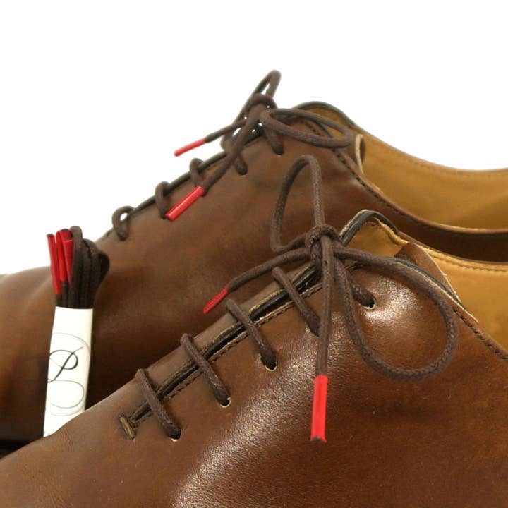 Lacci in cotone cerato marrone e rosso Made in France per la vendita all'ingrosso da parte di Petit détail