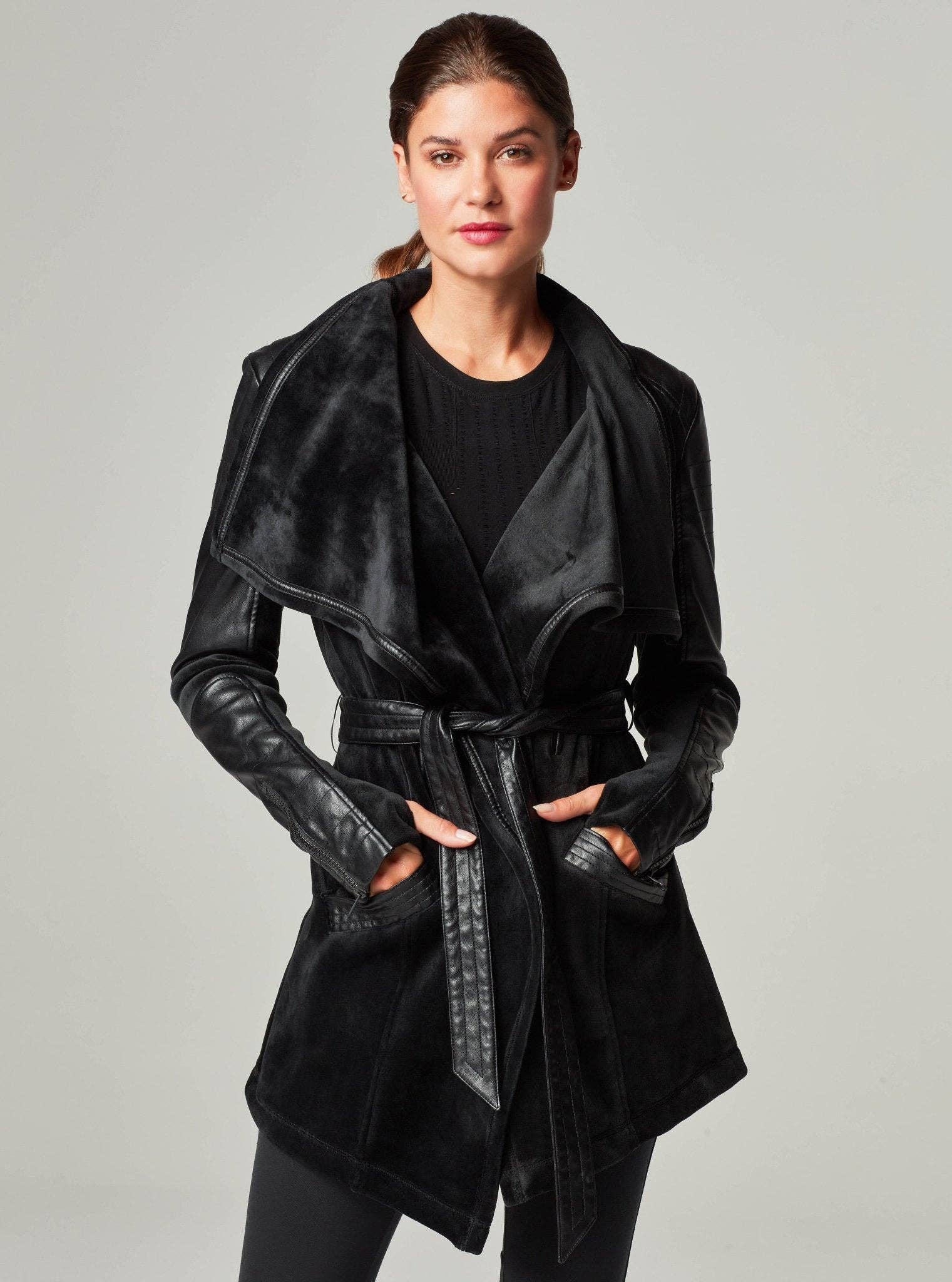 Drape Velour Jacket - Black (JLS) for wholesale on Faire