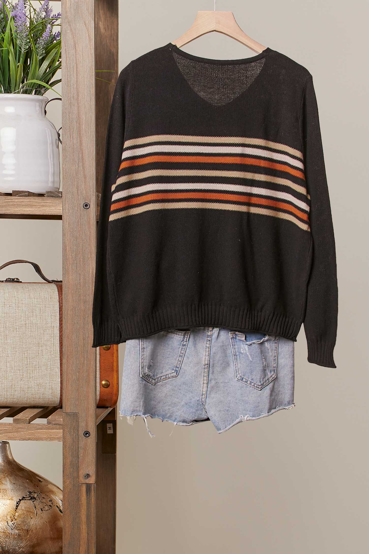 Mello. - Vente Pull en maille – femme - Pull léger en maille rayée11