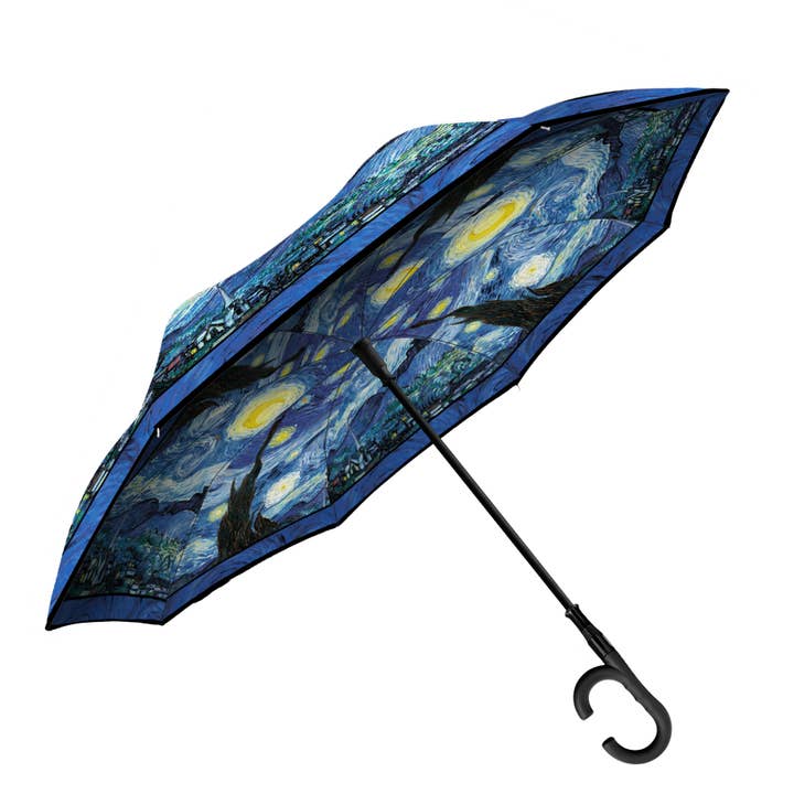 RainCaper – Guarda-chuva - Mulher por atacado – Guarda-chuva reverso RainCaper van Gogh “Noite Estrelada”
