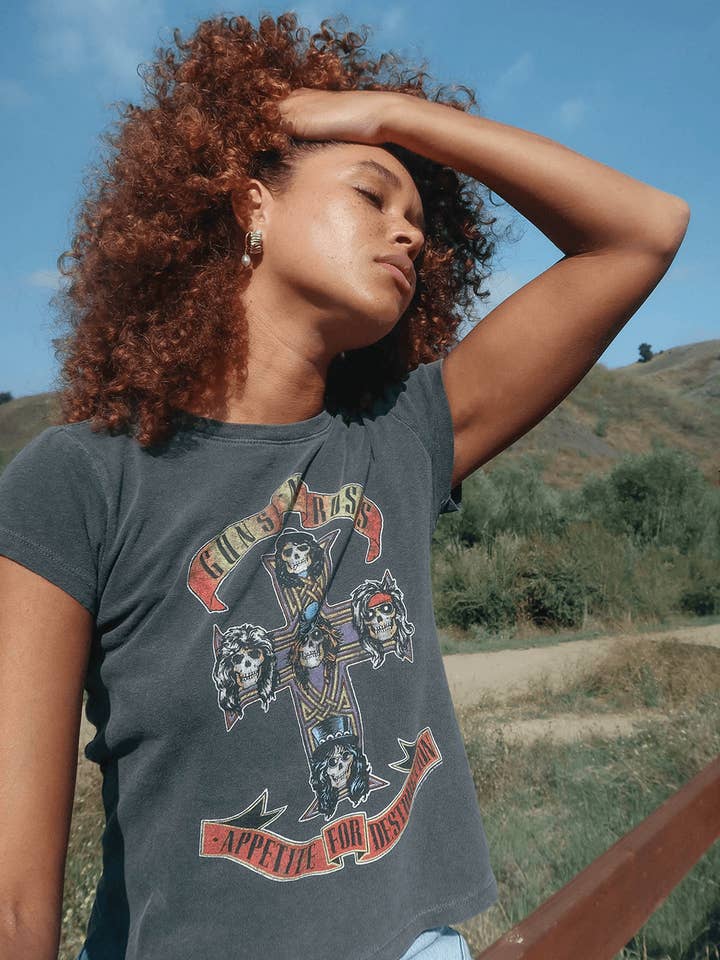 Vintage Black Guns N Roses Appetite Destruction Shrunken Tee for wholesale on Faire3