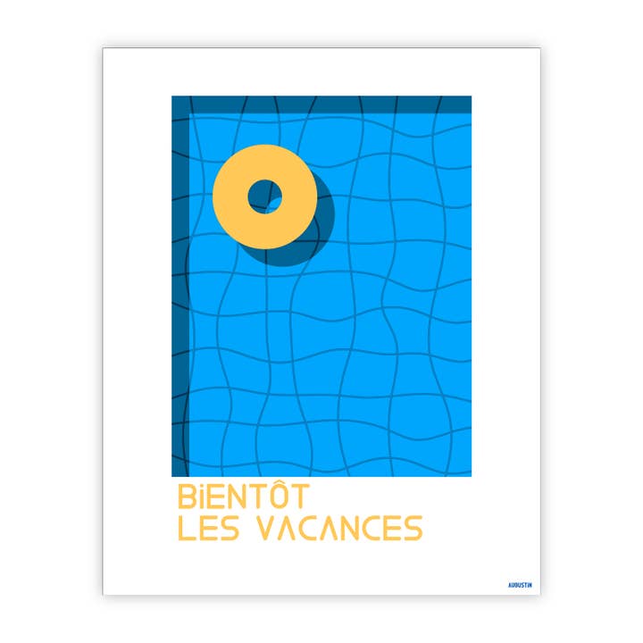 Bientôt Les Vacances - affiche pour la vente par Augustin