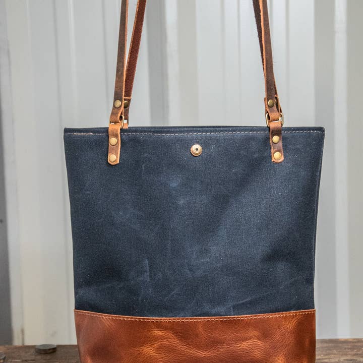 In Blue Handmade - Wholesale Tote bag – Women's - Essential Waxed Canvas and Leather Tote with Options17