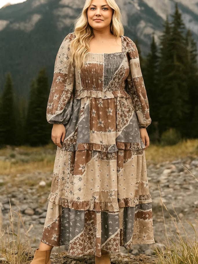 R8694P Dierenprint Midi Jurk voor wholesale door Rokoko by Dazz