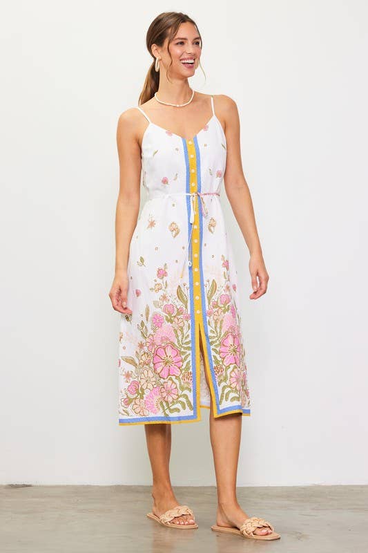 SKIES ARE BLUE - Wholesale Dress - Women's - Sleeveless Border Print Maxi Dress6