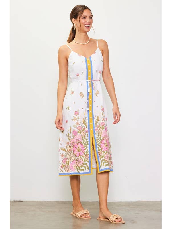 SKIES ARE BLUE - Wholesale Dress - Women's - Sleeveless Border Print Maxi Dress6