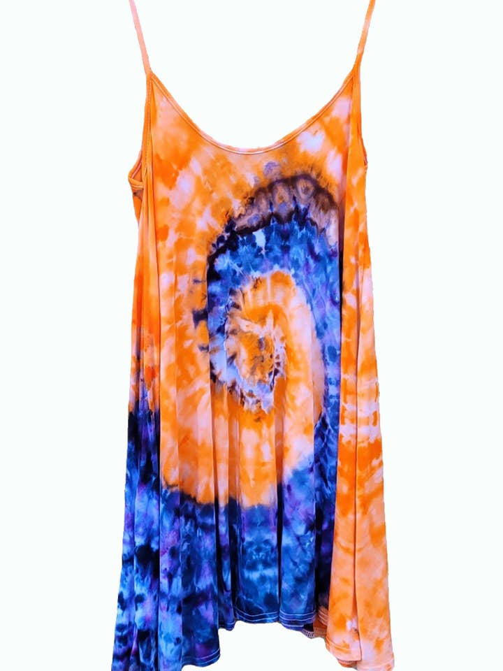 Two-Tone Tie Dyed Dress - Flared Mini Swing Cami Style for wholesale by VeEco Gifts