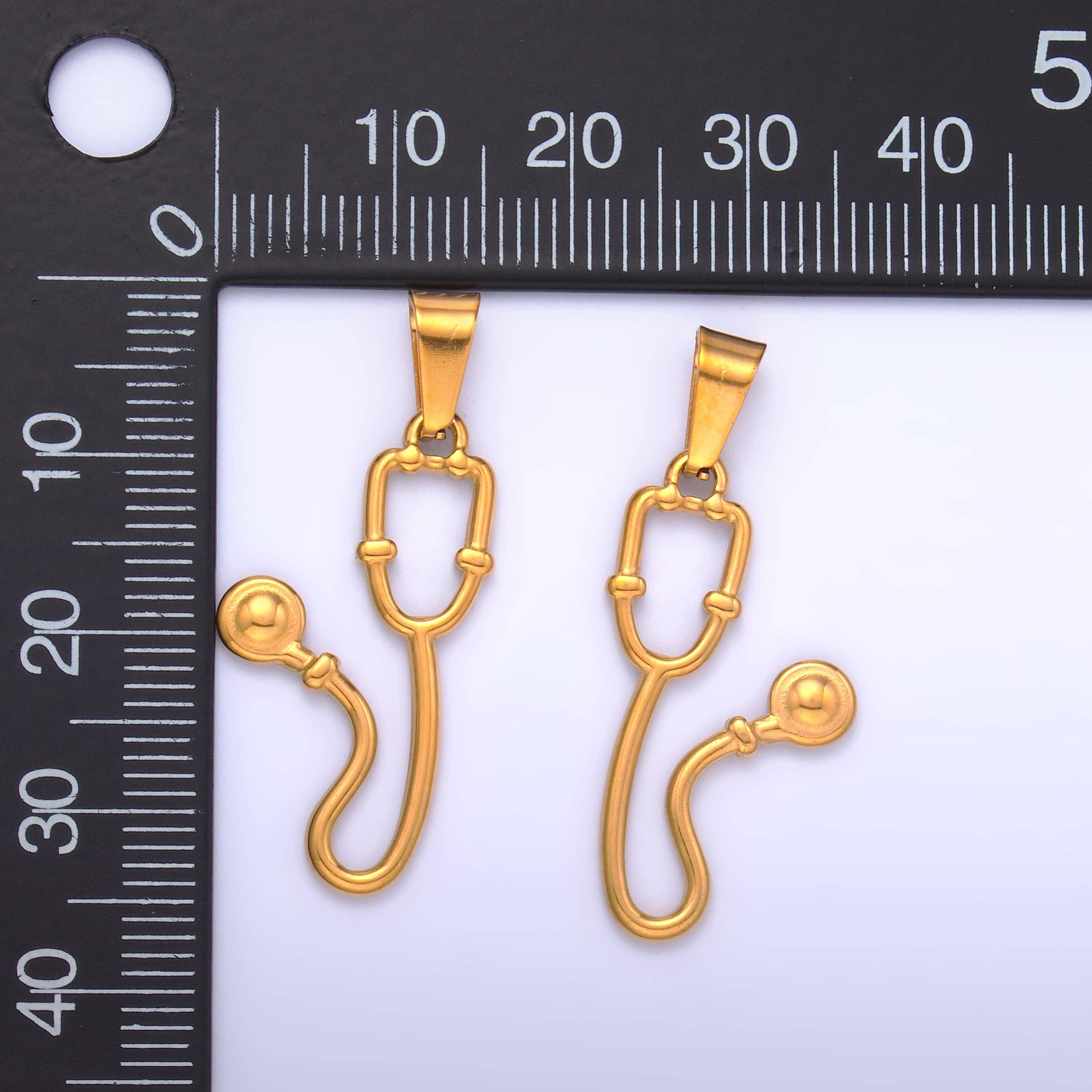 Aim Eternal - Wholesale Individual Charm/Pendant - Stainless Steel Medical Stethoscope Pendant | P7161