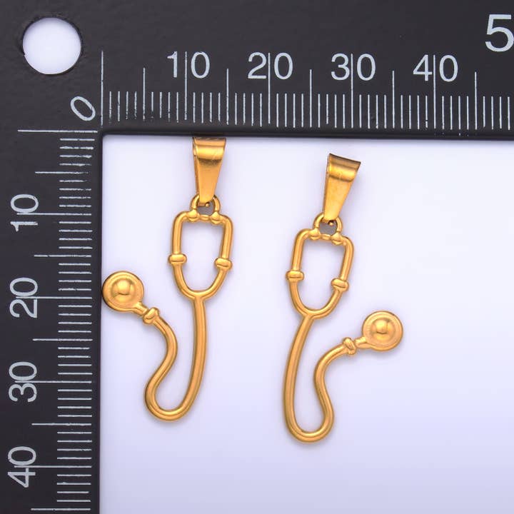 Aim Eternal - Wholesale Individual Charm/Pendant - Stainless Steel Medical Stethoscope Pendant | P7161