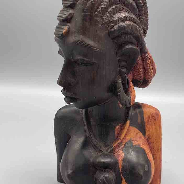 Ebony snidade trä fulani afrikansk kvinna huvud - guinea för wholesale av The Niger Bend