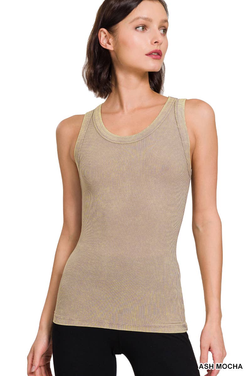 DEEP SKY  `.Washed Ribbed Scoop Neck Tank Top for wholesale on Faire4