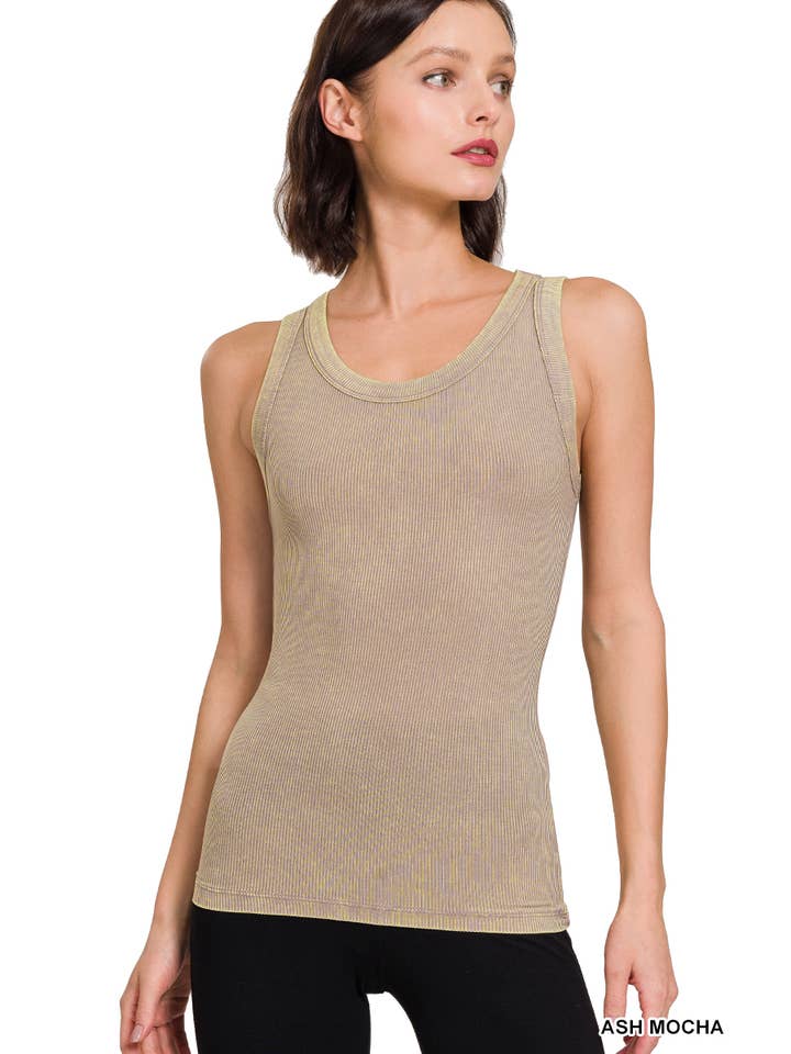 DEEP SKY `.Washed Ribbed Scoop Neck Tank Top for wholesale on Faire4