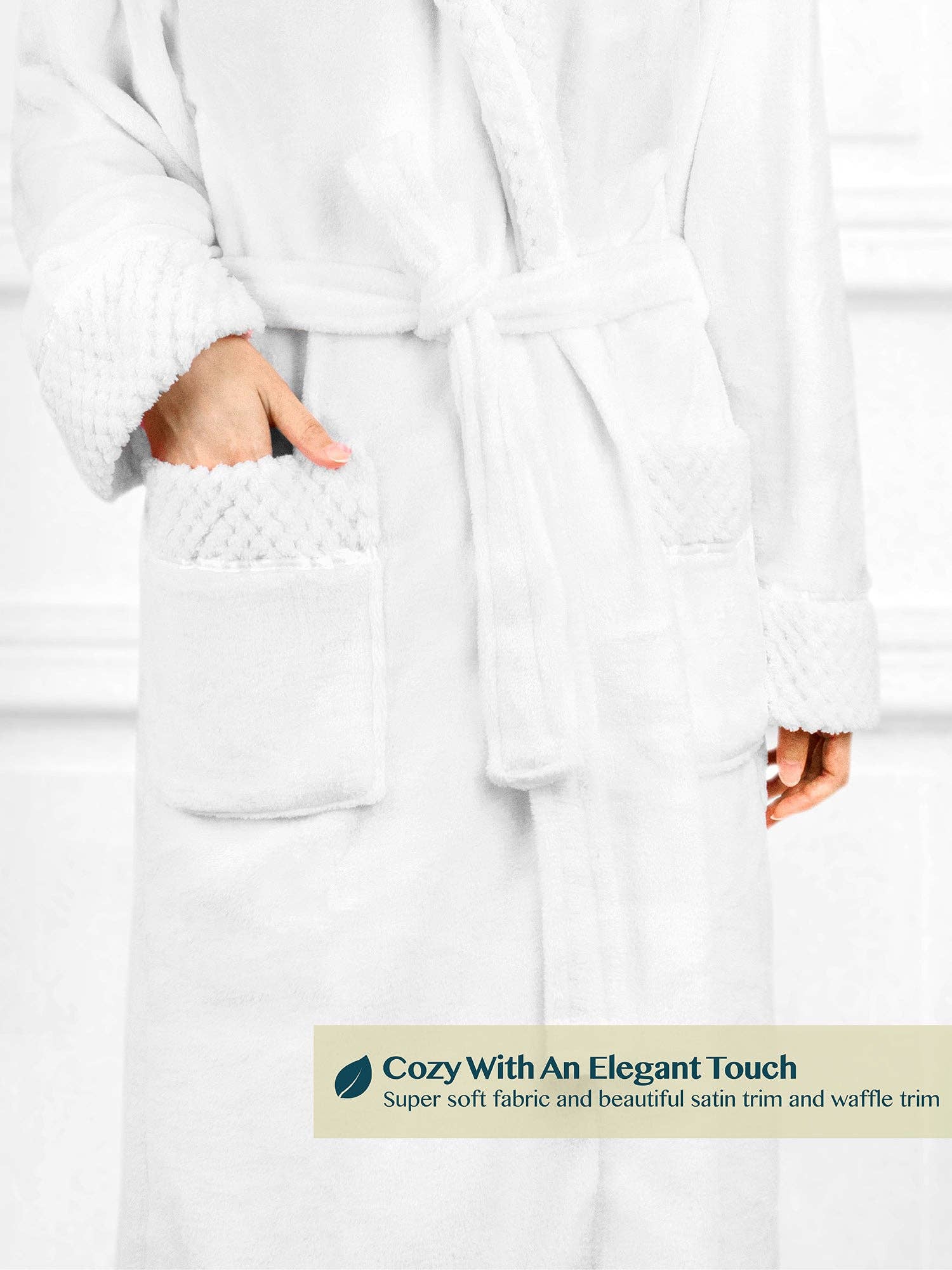 Pavilia - Wholesale Badjas - Dames - Damesbadjas van fleece met satijnen en wafelkanten31